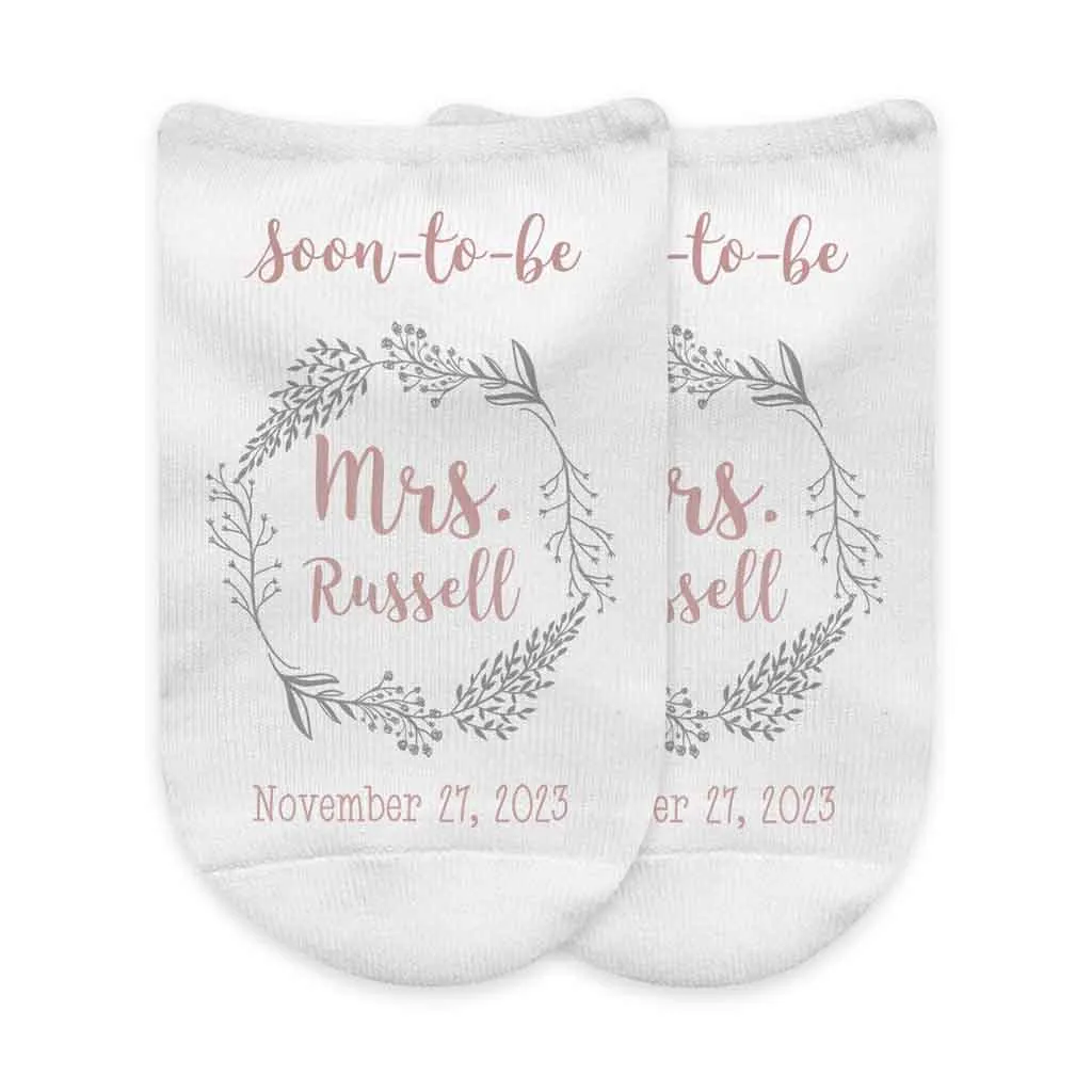 Wedding socks personalized for the bride - Soon to be Mrs.