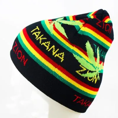 Weed Print Jamaica Woolly Beanie Hat for Winter