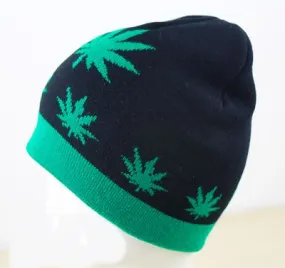 Weed Print Jamaica Woolly Beanie Hat for Winter