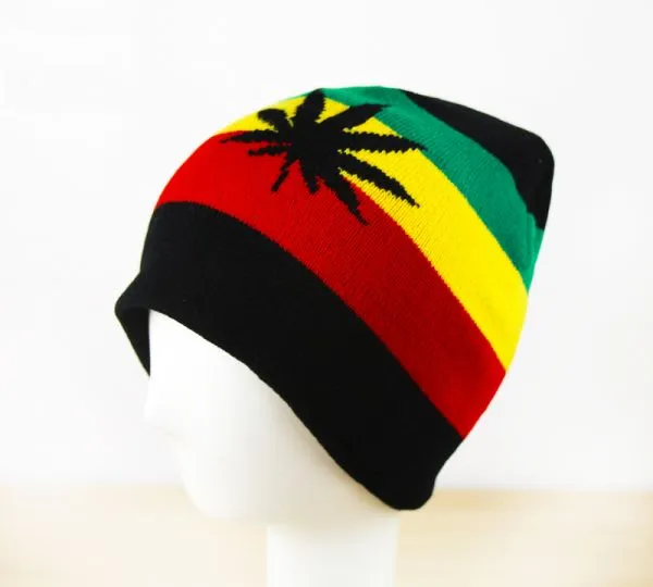 Weed Print Jamaica Woolly Beanie Hat for Winter