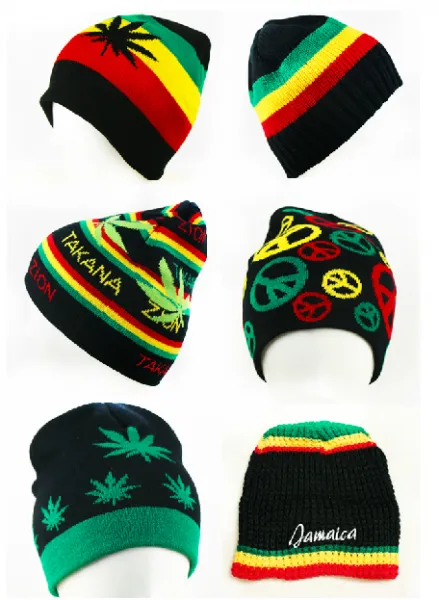 Weed Print Jamaica Woolly Beanie Hat for Winter