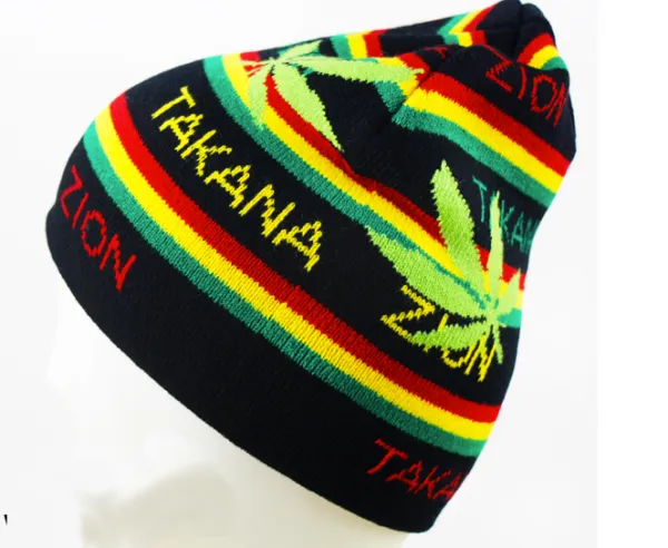 Weed Print Jamaica Woolly Beanie Hat for Winter