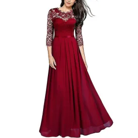 Women Elegant Lace Formal Evening Party Dress Prom Ball Wedding Bridesmaid Gowns