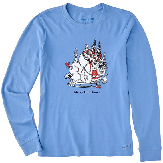 Women's Merry Grinchmas Sled Long Sleeve Crusher Tee