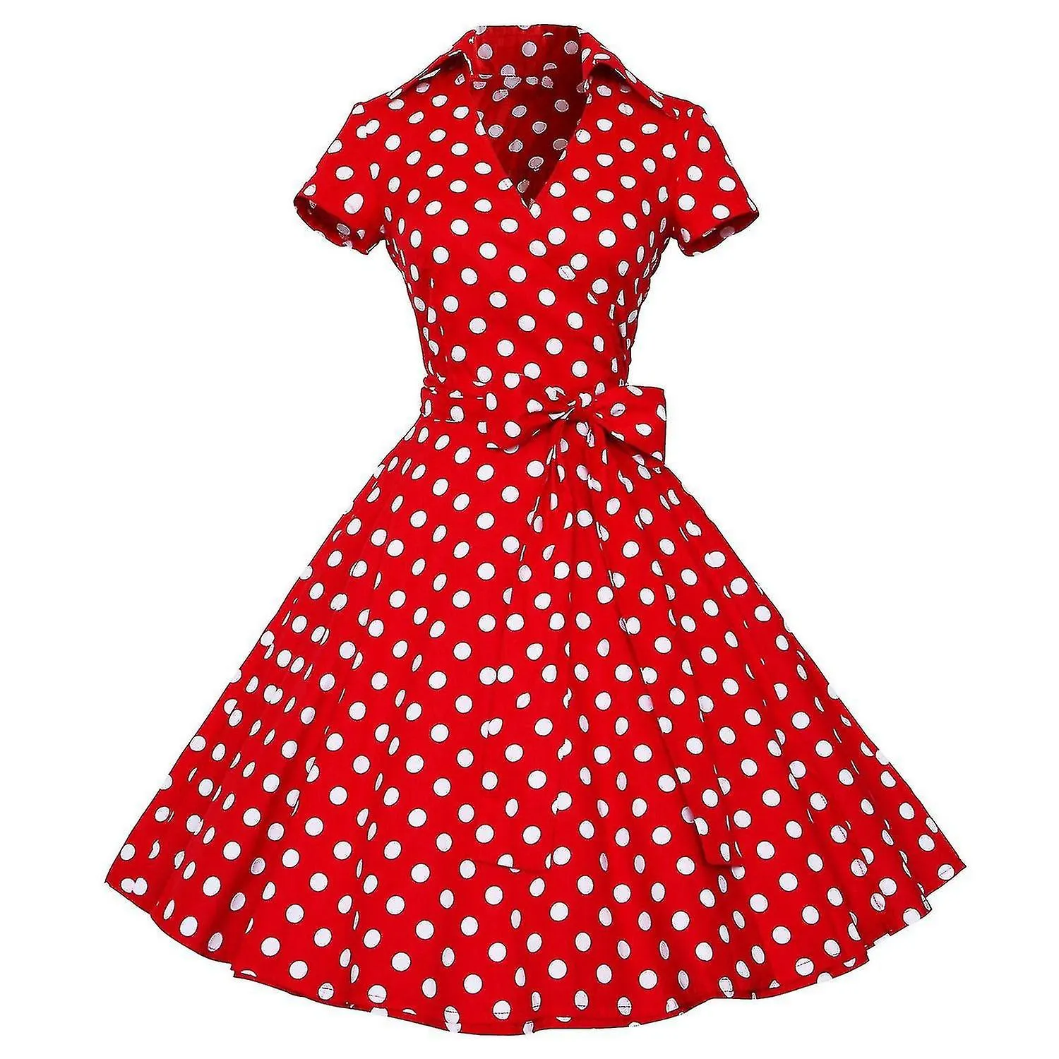 Women's Polka Dot Dresses 50s Style Short Sleeves Rockabilly Vintage Dress Jst.