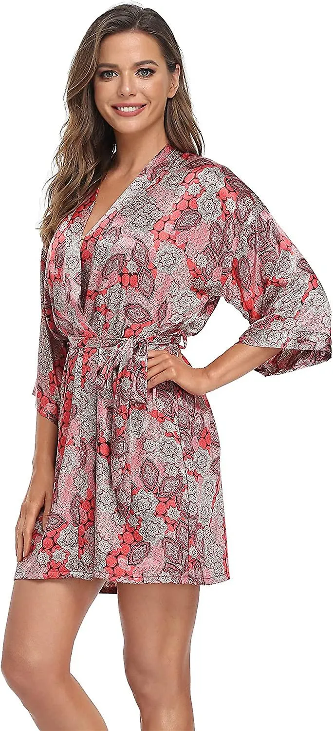 Women's Satin Kimono Robes Bridesmaid Wedding Robes Silky Bathrobes Summer Loungewear  S-3xl