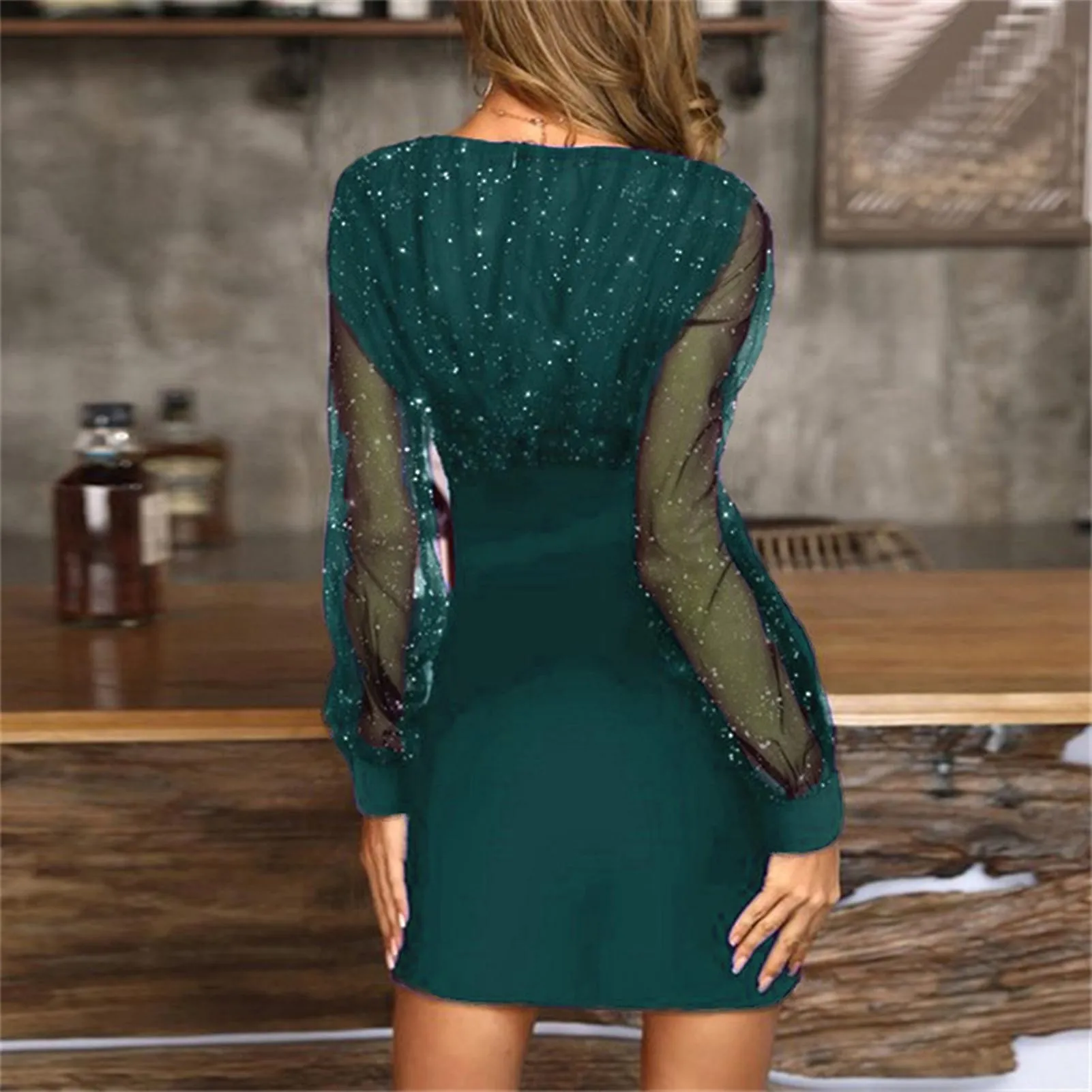 Women's Sexy Sequin Dresses Night Out Long Sleeve Summer Mini Dress Bodycon For Party Dating Club