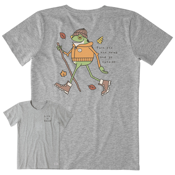 Women's Turn off the News Hiking Frog Crusher Tee