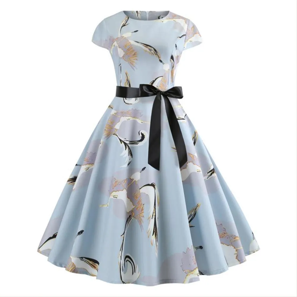 Women's 1950s Audrey Summer Cocktail Dresses Vintage Rockabilly Swing Dress