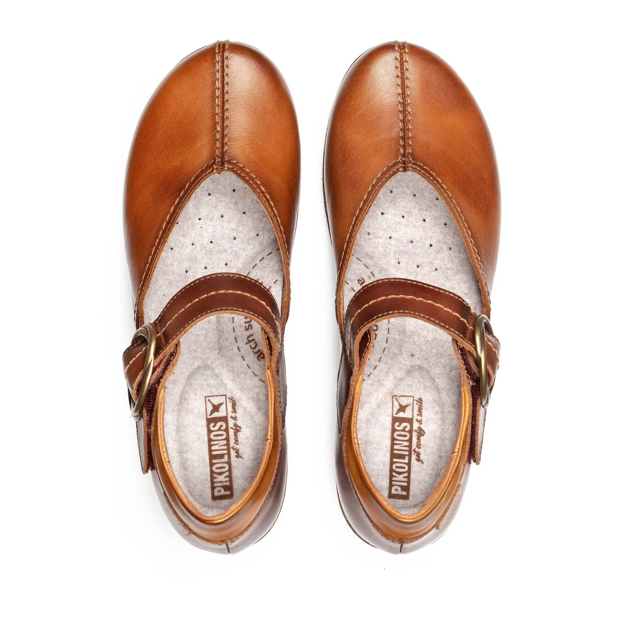 Women's Pikolinos Granada Leather Shoes Color: Brandy