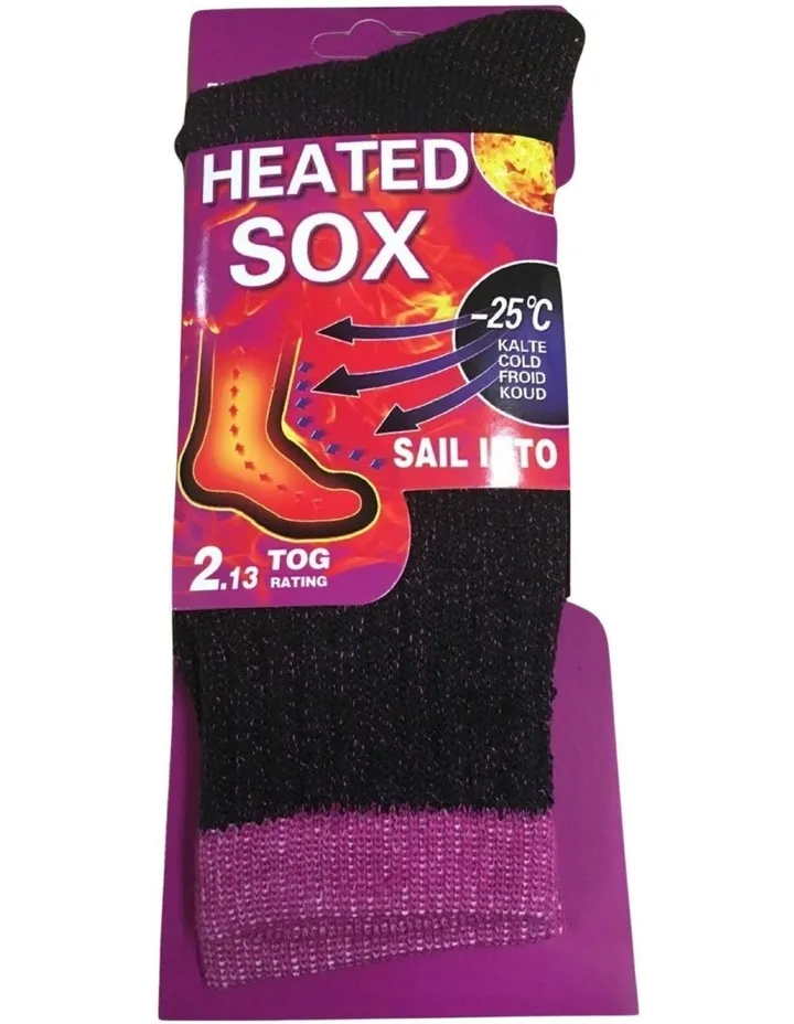 Womens Thermal Heated Socks Warm Winter 4-8 Uk (37-42 Eur) 3 Pairs in Black