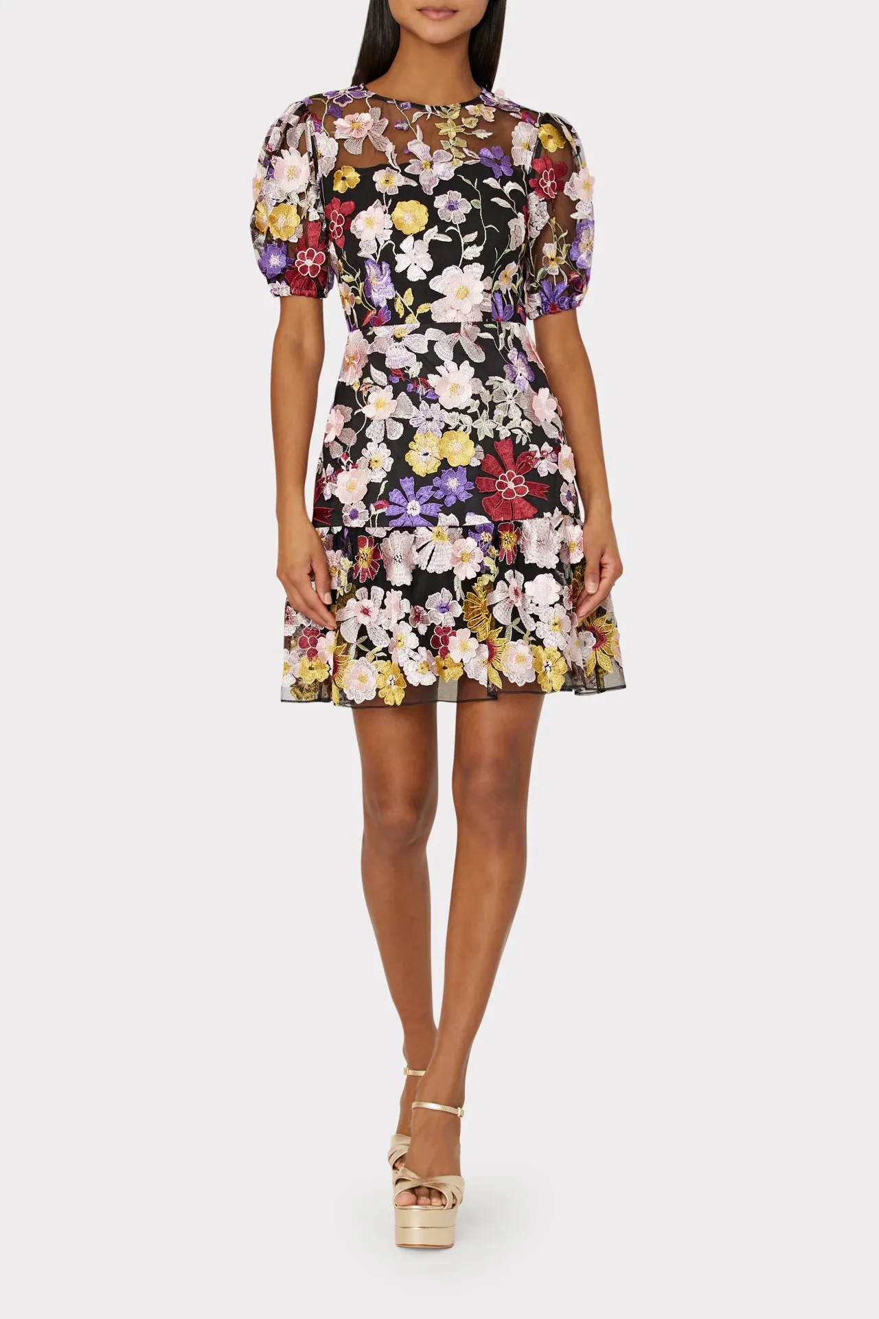 Yasmin Multi Floral Embroidery Dress