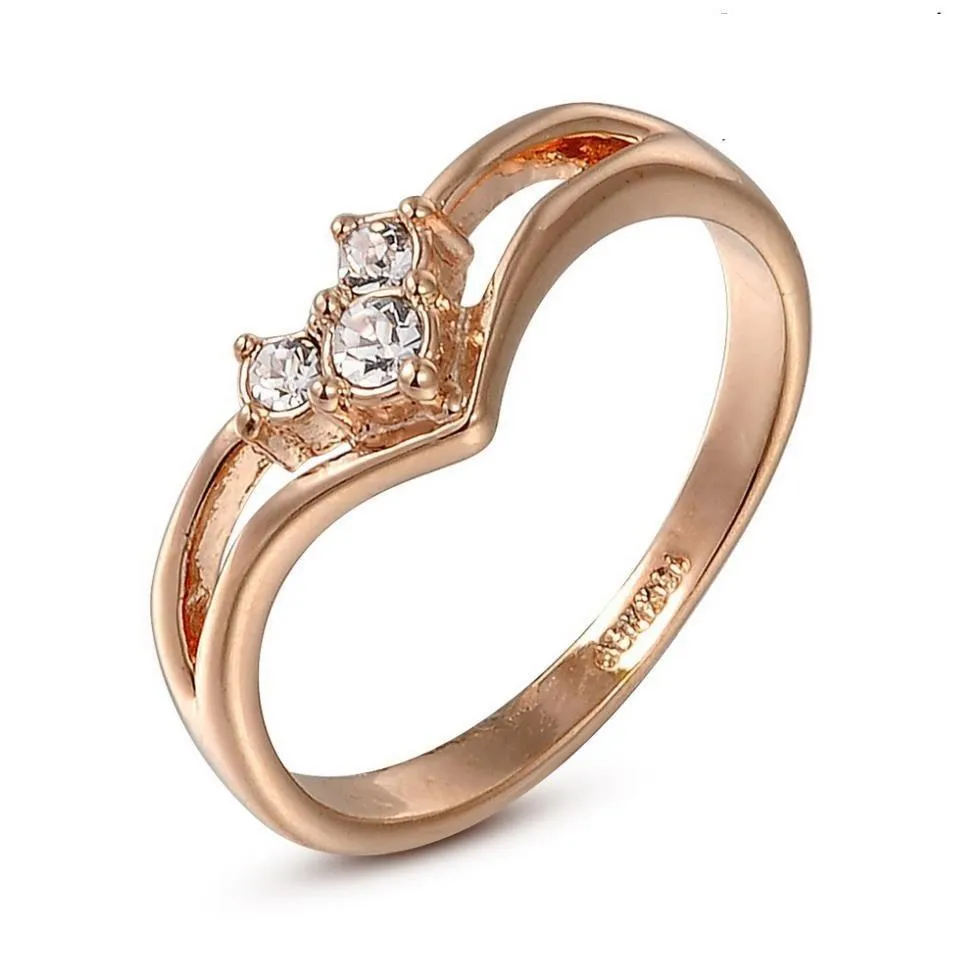 Zirconia Fashion Austrian Crystal 18KRGP Gold Color Wedding Rings